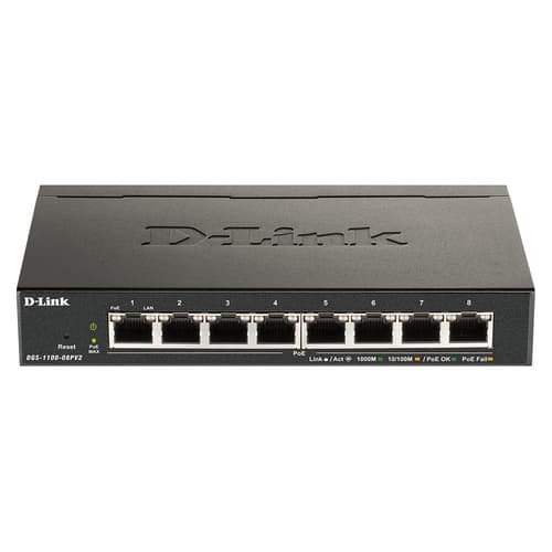 SWITCH SEMIGESTIONABLE D-LINK DGS-1100-08PV2/E 8P GIGA POE (64W) NO RACK