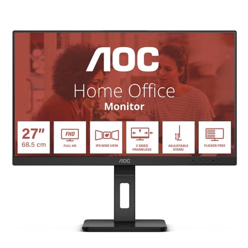 Monitor Profesional AOC 27E3QAF 27"/ Full HD/ Multimedia/ Regulable en altura/ Negro