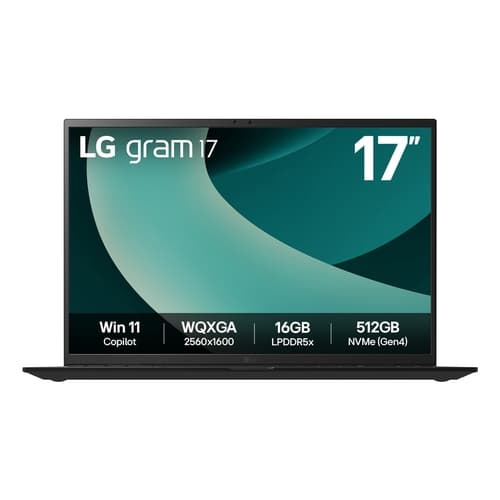 LG Gram 17Z90T Intel Core Ultra 7 255H Portátil 43,2 cm (17") WQXGA 32 GB LPDDR5x-SDRAM 1 TB SSD Wi-Fi 7 (802.11be) Windows 11 Home Español Negro