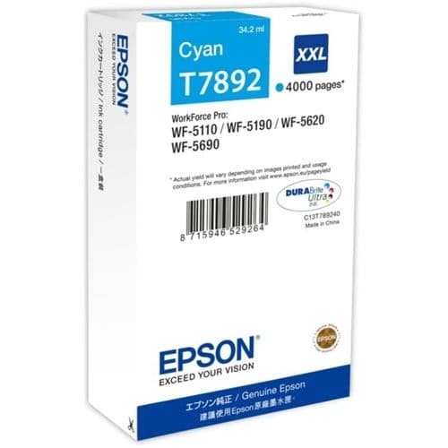EPSON Cartucho Cian XXL 4000 paginas WorkForce Pro WF-5xxx Series