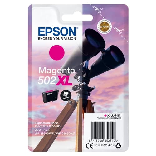 EPSON SINGLEPACK MAGENTA 502XL INK XP-5100, XP-5105, WF-2860DWF, WF-2865DWF