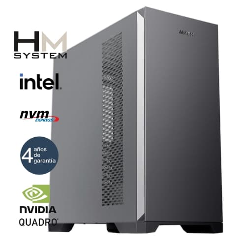 HM System CAD PRO 123250 - Workstation Torre - Intel Core i7 12700K - 32GB DDR5 - 1TB SSD NVMe - Quadro RTX A1000 8GB - 750W 80+ Gold - Refrigeración líquida - 4 años garantía - 30 días DOA