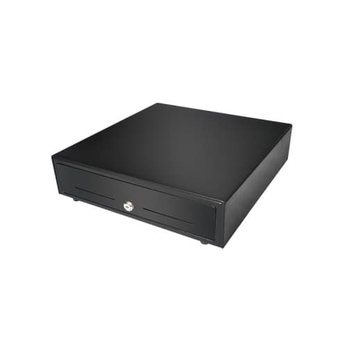 Cajón portamonedas MK-410M manual negro - Botón apertura cajón - 8 dept monedas - 4 dept billetes