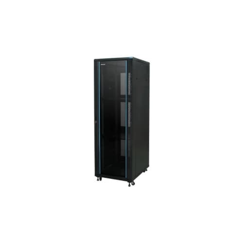 Armario rack suelo 19" PHASAK-PRO 42U 600x800 negro, 2 bandejas fijas+Ventilación X4-12" + Regleta X6 (INCLUYE MONTAJE Y PORTES)