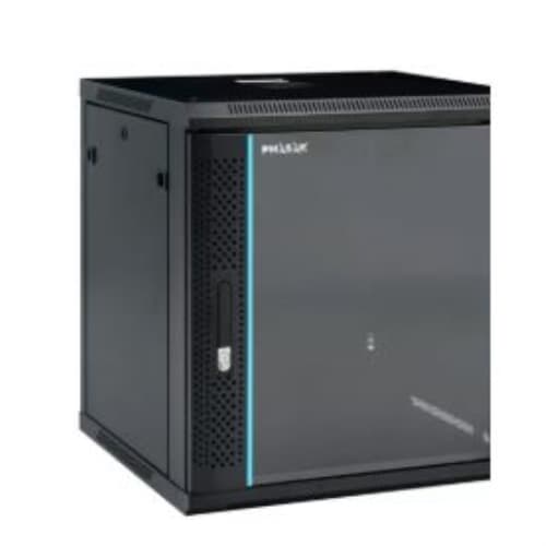 Armario rack mural 19" PHASAK 9U 600x600 negro + Ventilacion/tornillería