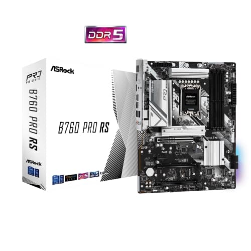 Placa base 1700 ATX ASRock B760 Pro RS - 4xDDR5 (hasta 128GB 7200Mhz OC) - 4xSATA - 3xM.2 Gen4 - USB 2.0 (2/2) - USB 3.2 (5/2) - USB-C (1/1) - HDMI - DP
