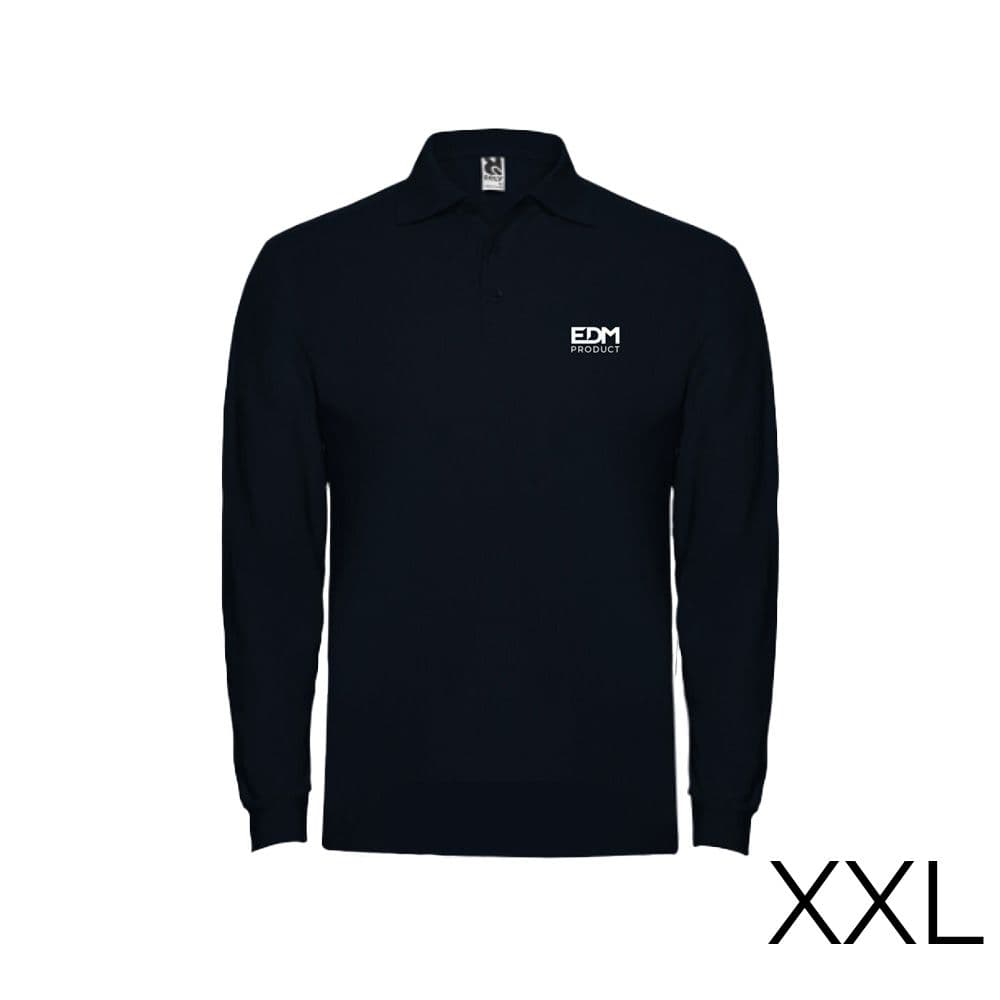 POLO NEGRO MANGA LARGA TALLA-XXL 65% POLIÉSTER 35% ALGODON