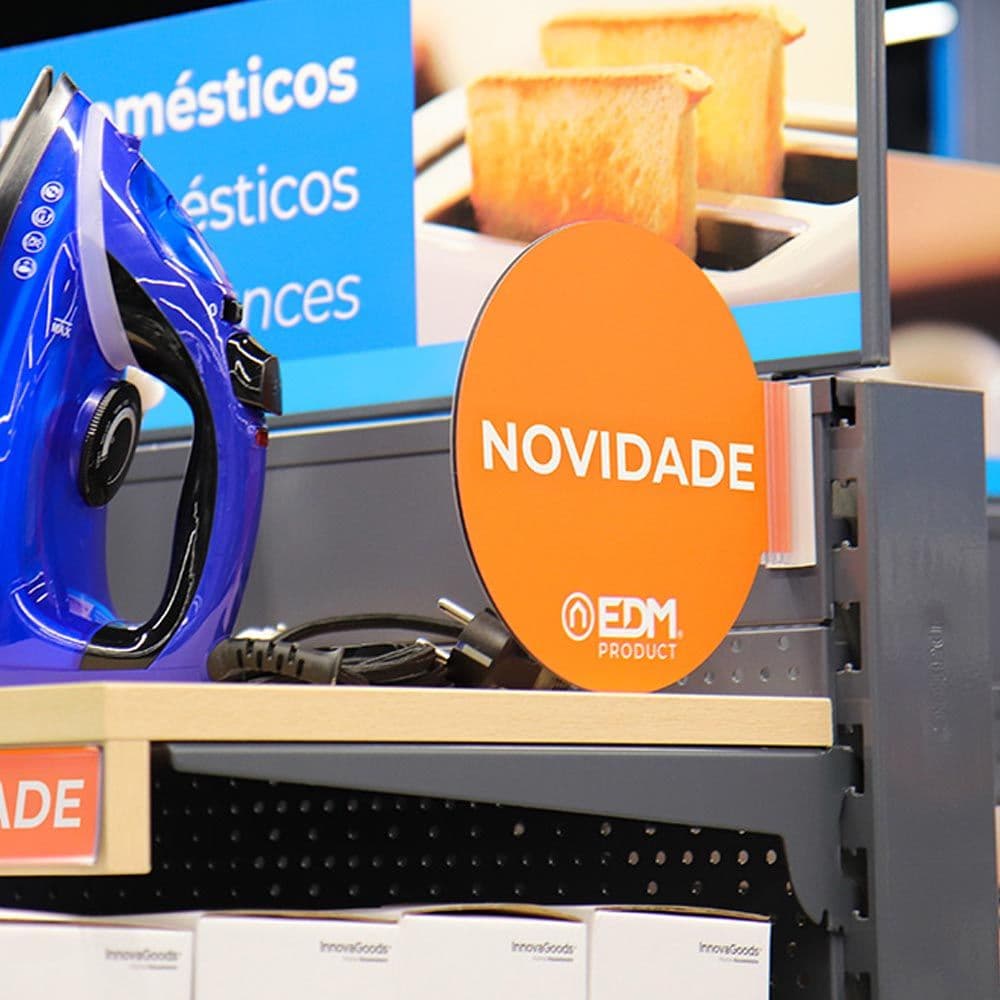 DISPLAY PROMOCIÓN MÓDULO PORTUGUÉS "NOVEDAD" EDM Ø 20cm. CONTIENE SOPORTE ADHESIVO 02942.