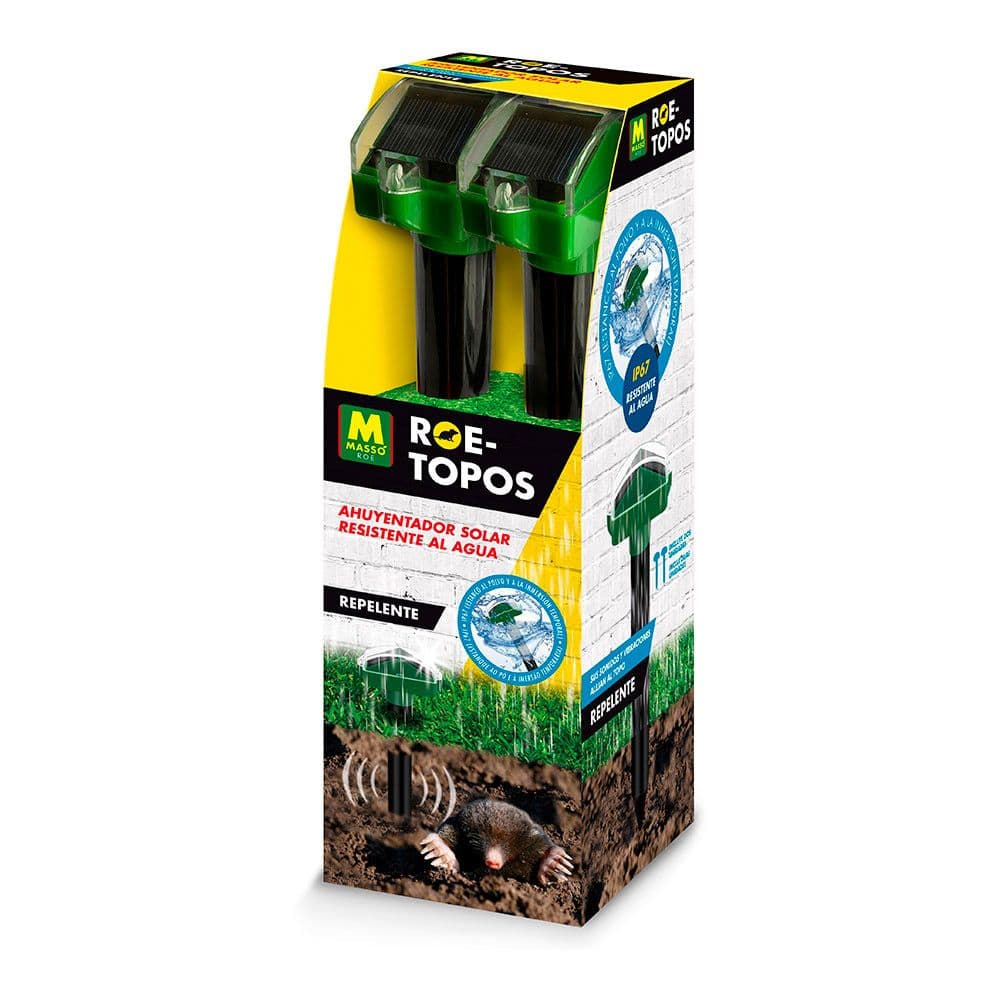 REPELENTE SOLAR PARA TOPOS RESISTENTE AL AGUA, 2 uds