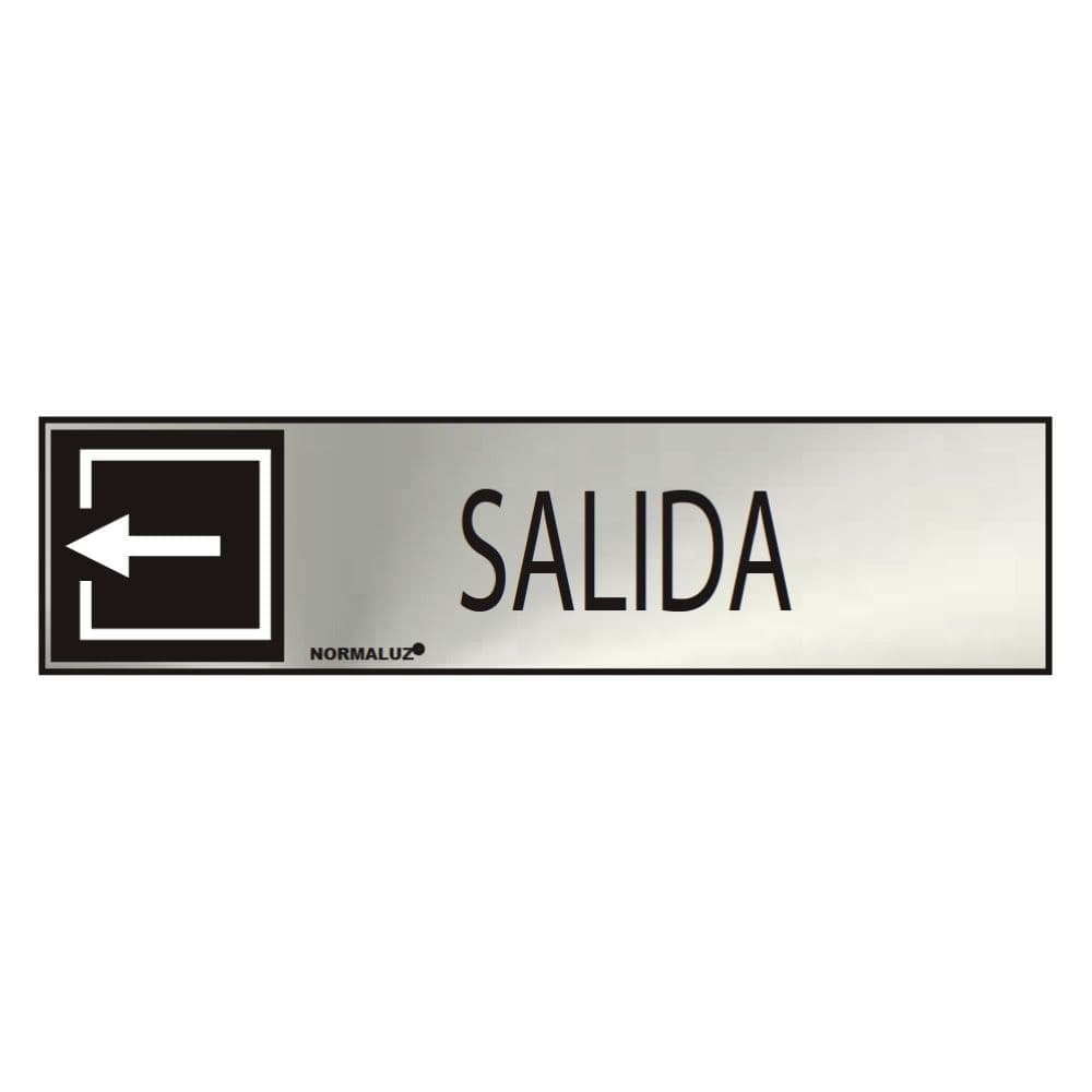 CARTEL INFORMATIVO "SALIDA" (INOX ADHESIVO 0.8mm) 5x20cm NORMALUZ