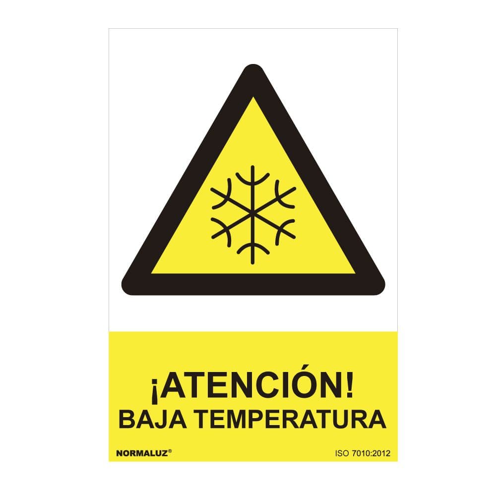 CARTEL PELIGRO "ATENCION BAJA TEMPERATURA" (PVC 0.7mm) 30x40cm NORMALUZ