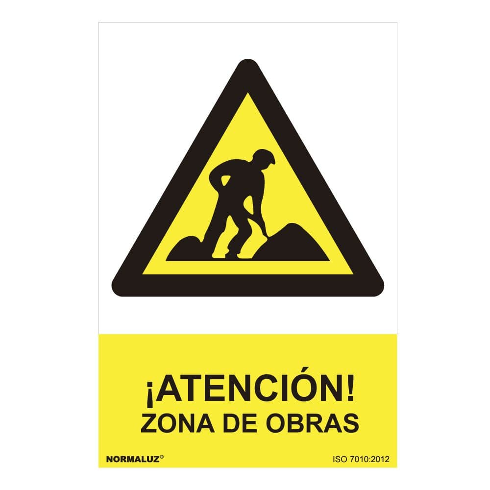 CARTEL PELIGRO "ZONA DE OBRAS" (PVC 0.7mm) 30x40cm NORMALUZ