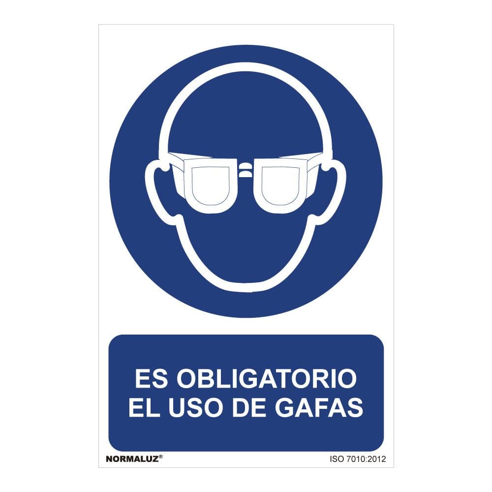 CARTEL "ES OBLIGATORIO EL USO DE GAFAS" (PVC 0,7mm) 30x40cm NORMALUZ