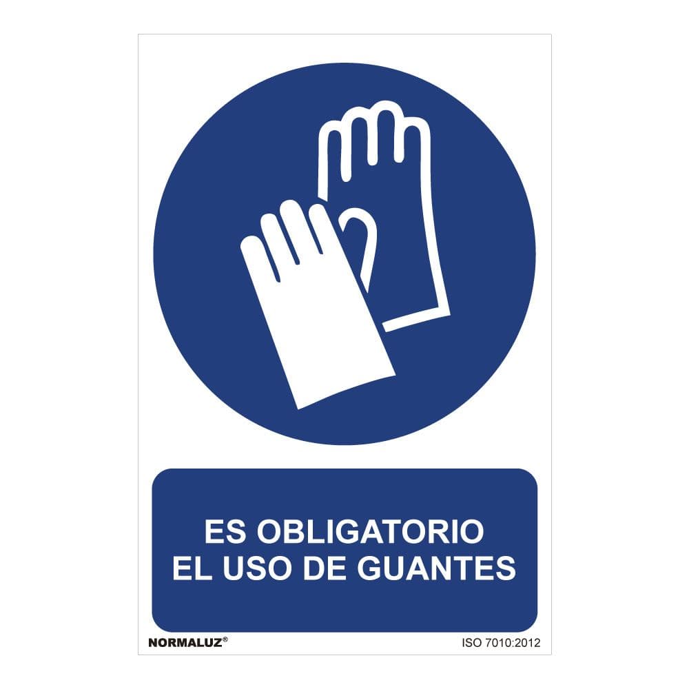 CARTEL "ES OBLIGATORIO EL USO DE GUANTES" (PVC 0,7mm) 30x40cm NORMALUZ