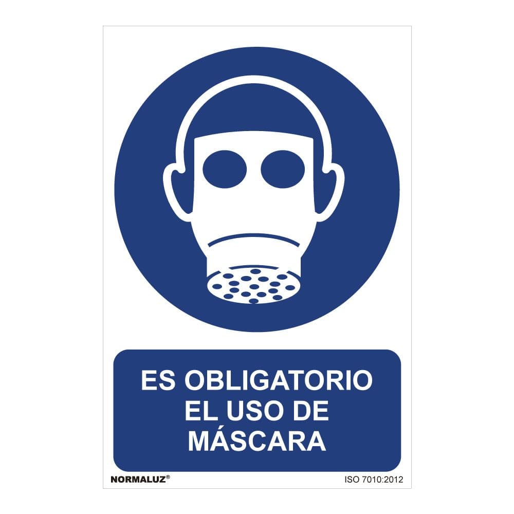 CARTEL "ES OBLIGATORIO EL USO DE MASCARA" (PVC 0,7mm) 30x40cm NORMALUZ