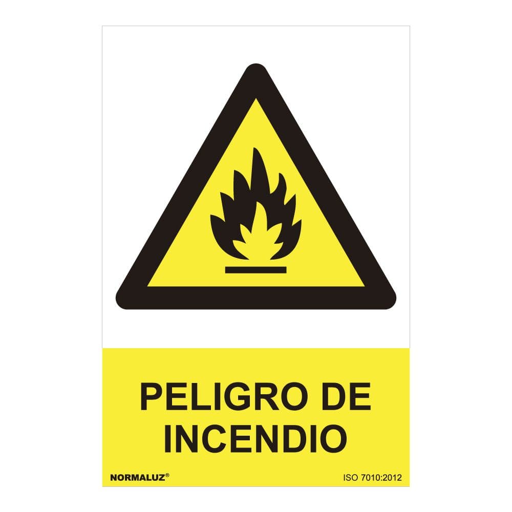 CARTEL PELIGRO "PELIGRO DE INCENDIO" (PVC 0.7mm) 30x40cm NORMALUZ