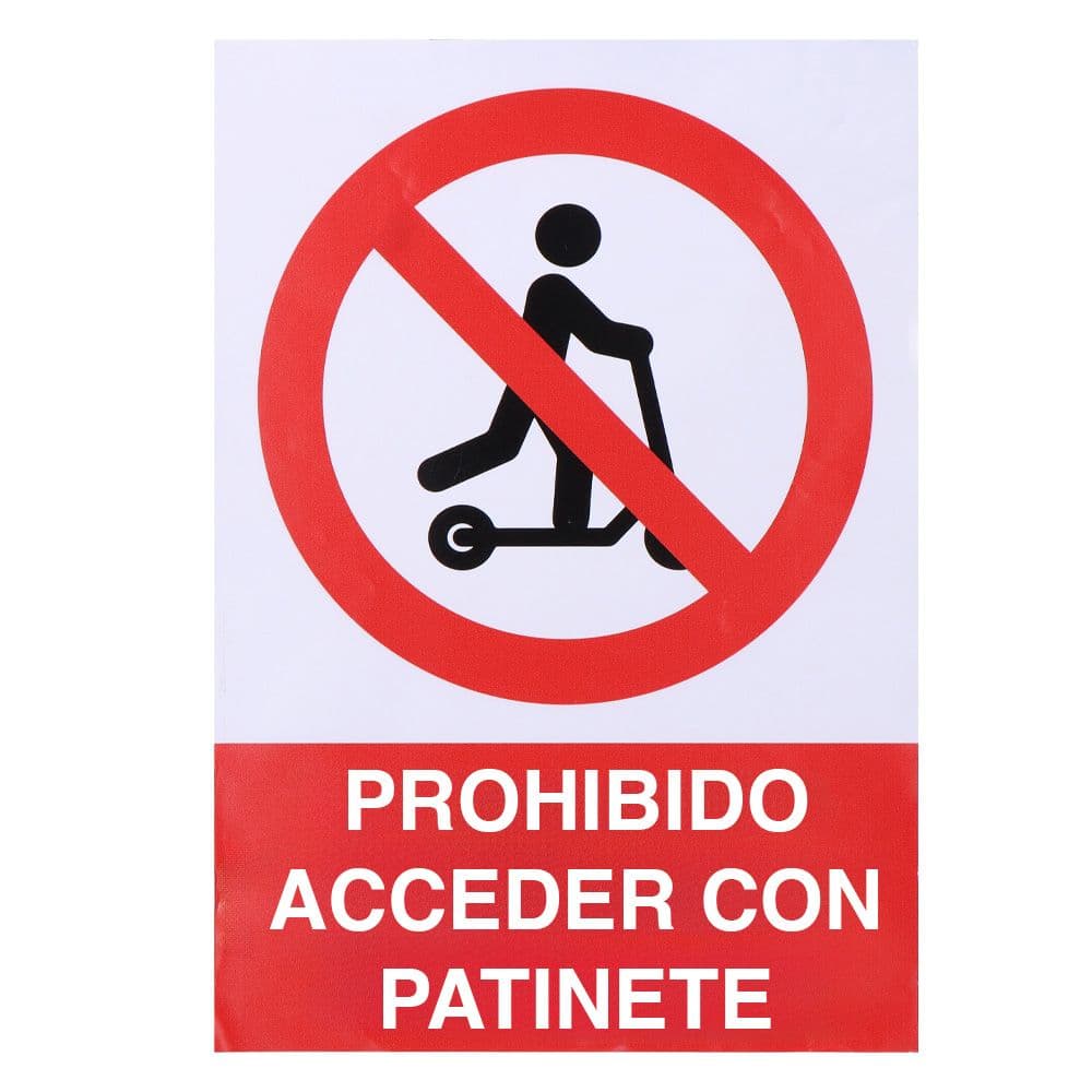 SEÑAL ADHESIVA "PROHIBIDO ACCEDER CON PATINETE" 21x30cm
