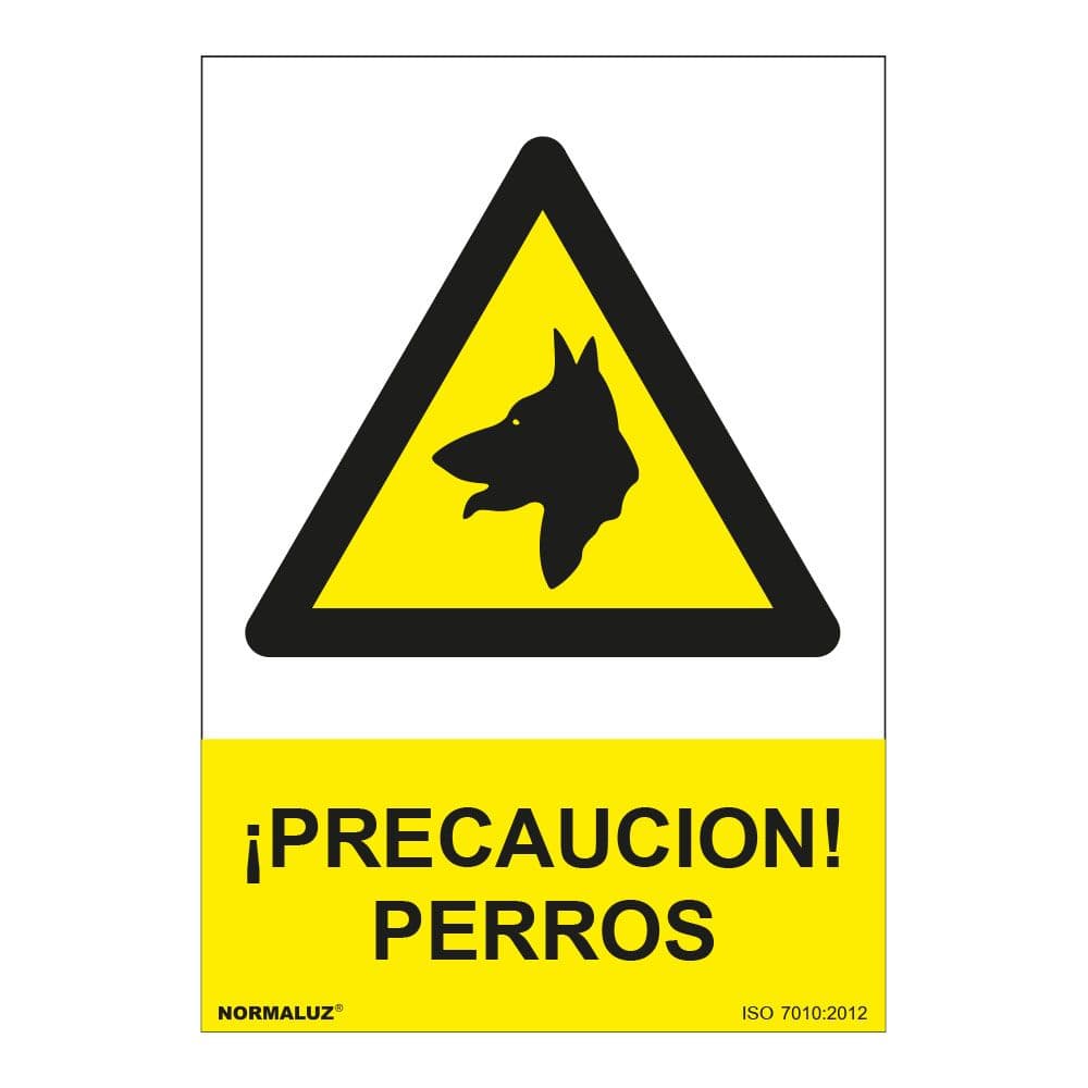 SEÑAL PELIGRO PRECAUCIÓN PERROS PVC 0,7mm 210x300mm NORMALUZ