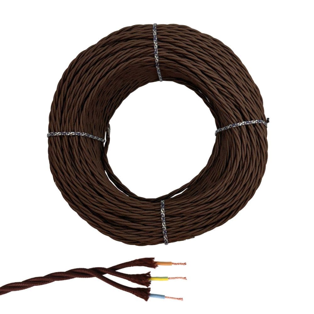CABLE PARALELO TEXTIL TRENZADO H05V-K 3 G 1,00 mm² MARRÓN EURO/m