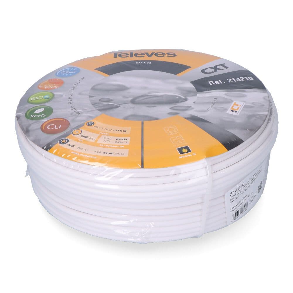 CABLE COAXIAL APANTALLADO RG6 COBRE, EURO/m