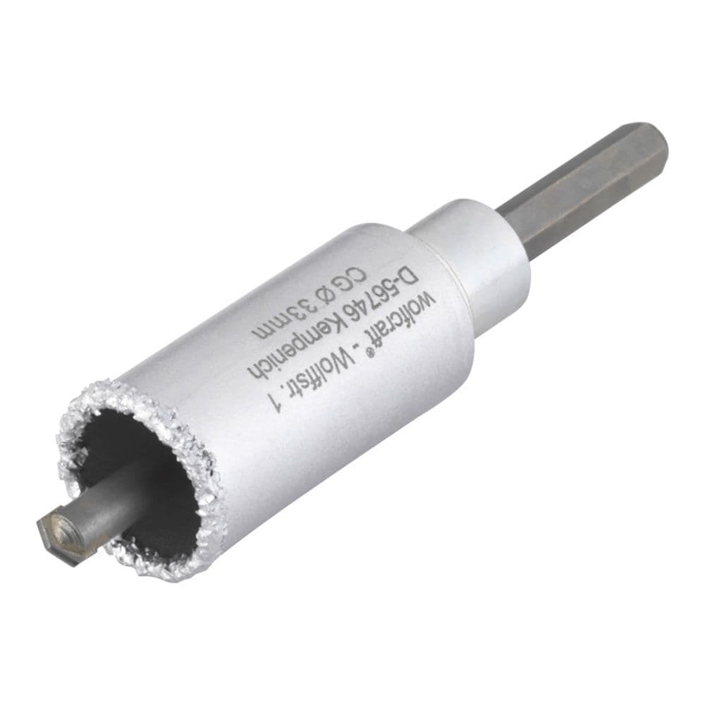 CORONA DE PERFORACIÓN RECUBIERTA DE CARBURO DE TUNGSTENO, CON ADAPTADOR, Ø33 x 55 mm