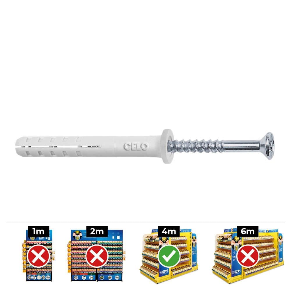 TACOS GOLPE Ø6 x 60 mm + TORNILLOS CABEZA PLANA Ø6 x 40 mm, CAJA 50 uds