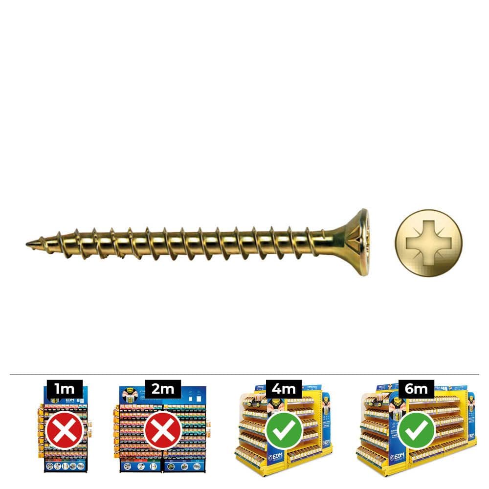 CAJA 250 UNIDADES TORNILLO MADERA AVELLANADO PZ DIN/REF VLOX Ø6 x 50 mm BICROMATADO+LUBR.