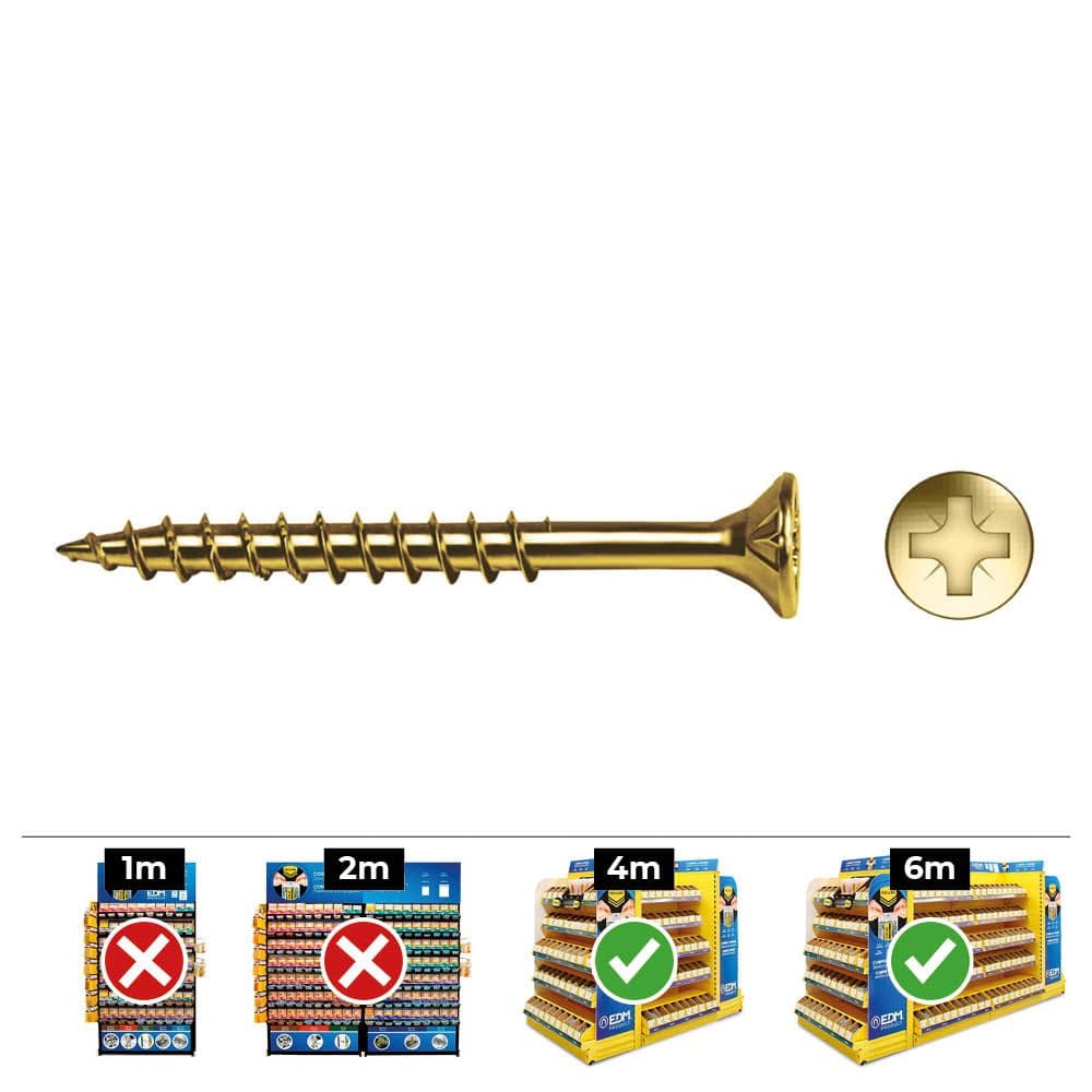 CAJA 100 UNIDADES TORNILLO MADERA AVELLANADO PZ R/PARC DIN/REF VLOX P Ø6 x 70 mm BICROMATADO