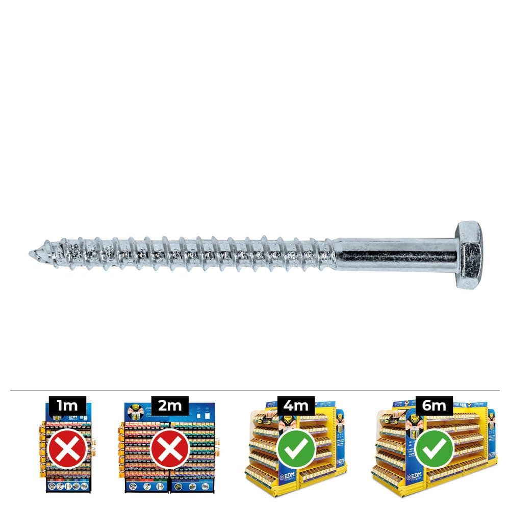 TIRAFONDO HEXAGONAL DIN/REF 571, ZINCADO, Ø8 x 100 mm, CAJA 100 uds