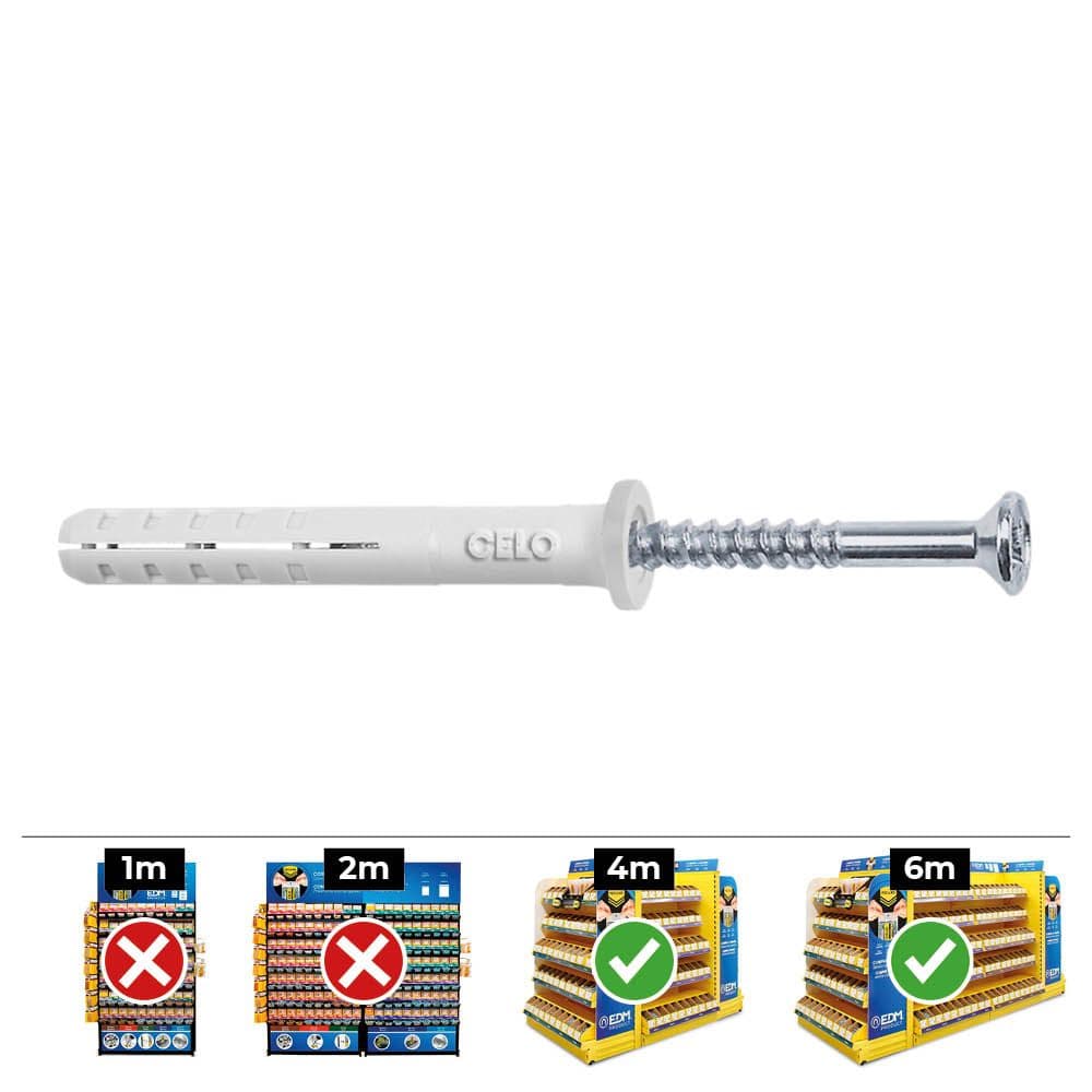 TACOS GOLPE Ø6 x 40 mm + TORNILLOS CABEZA PLANA Ø6 x 40 mm, CAJA 100 uds