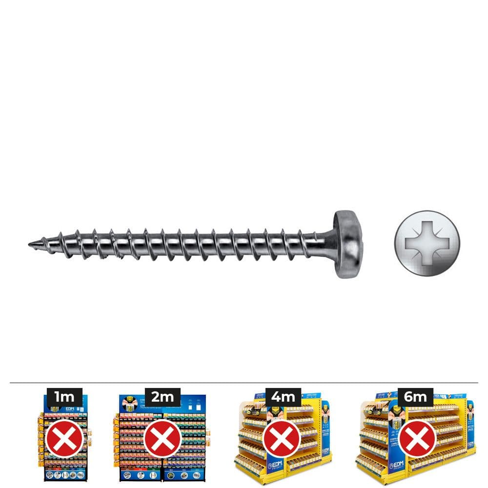 CAJA 1000 UNIDADES TORNILLO MADERA VLOX B ROSCA COMPLETA ALOMADO IMPRONTA PZ Ø3x15 mm. CINCADO