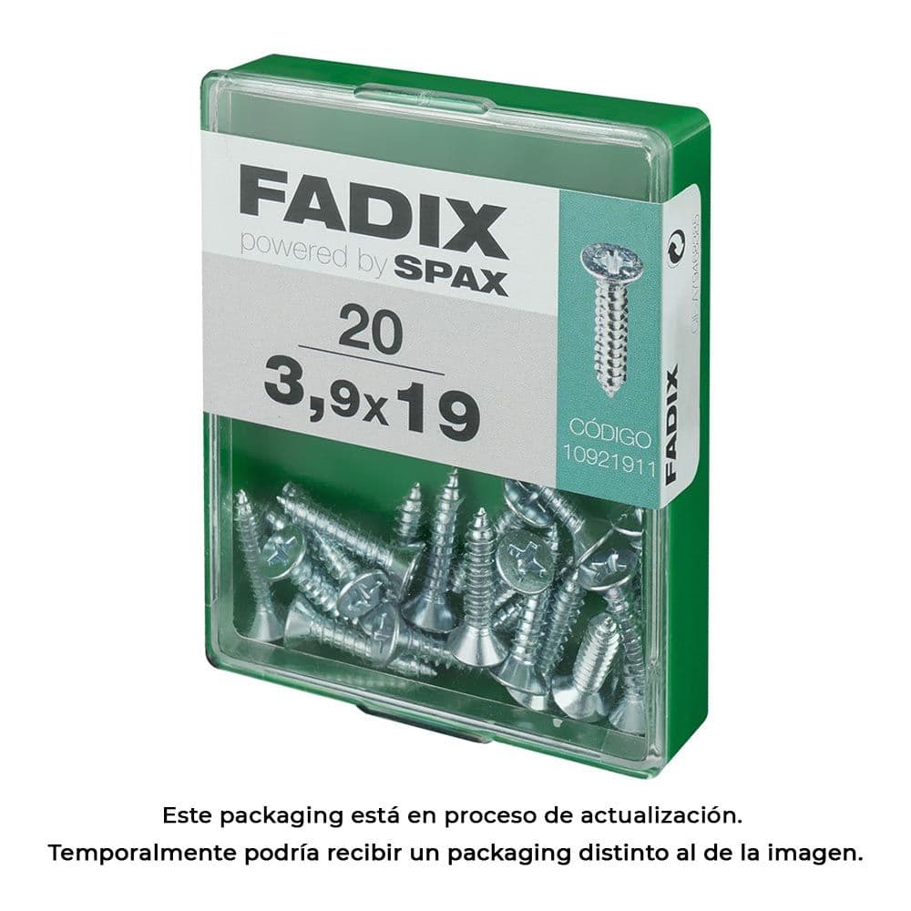 CAJA M 20 unid. TORNILLO ROSCA CHAPA CP CINC 3,9x19mm FADIX