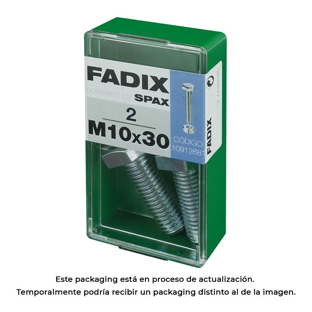 CAJA S 2 unid. TORNILLO METRICA CAB HEX+TUERCA CINC M 10x30mm FADIX