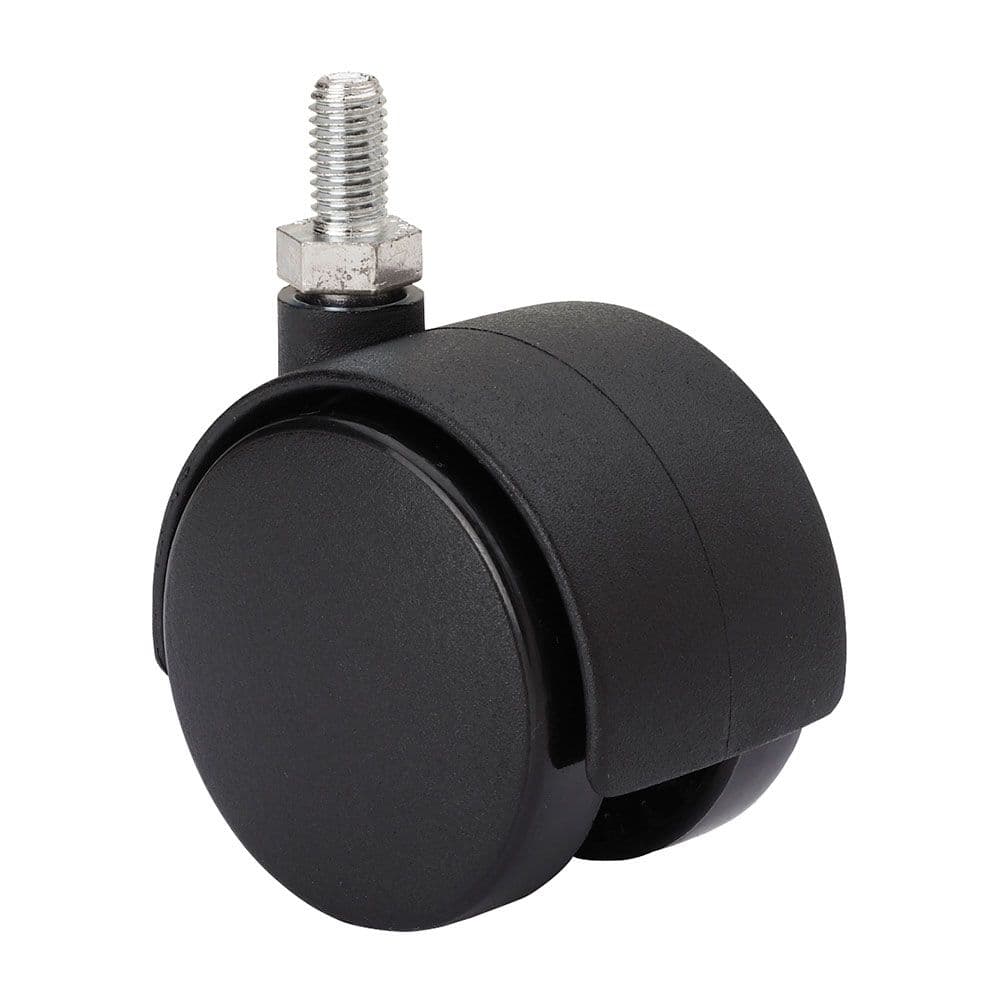 RUEDA GIRATORIA ESPIGA ROSCADA Y EJE LISO, COLOR NEGRO, CARGA MÁX. 20 kg, 6 x 15 cm, Ø 4 cm