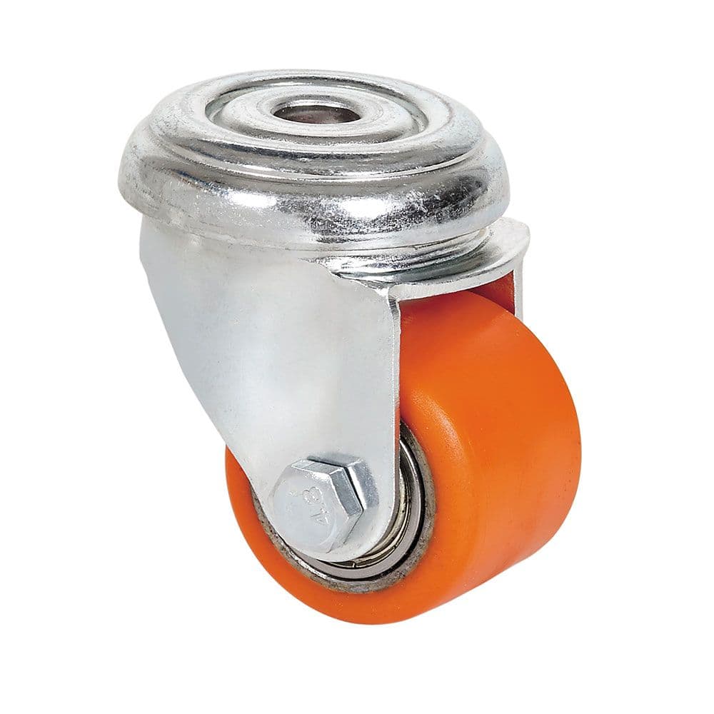 RUEDA GIRATORIA CON AGUJERO, RODAMIENTO DE BOLAS, COLOR NARANJA, CARGA MÁX. 100 kg, Ø 3,5 cm