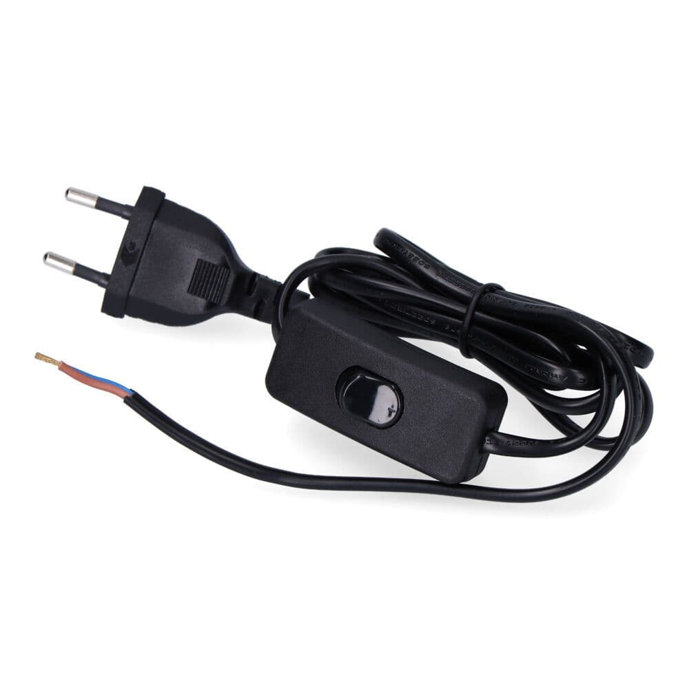 CONEXION CON INTERRUPTOR 3A 1,5m 2x0,75mm MANGUERA PLANA NEGRA EDM