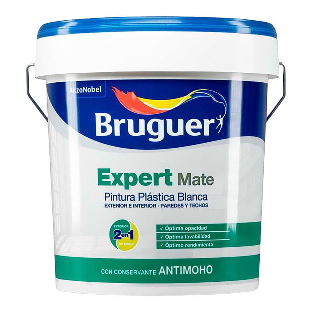PINTURA PLÁSTICA ACRÍLICA ESTIRENADA INTERIOR/EXTERIOR, ANTIMOHO EXPERT, BLANCO MATE, 15 l