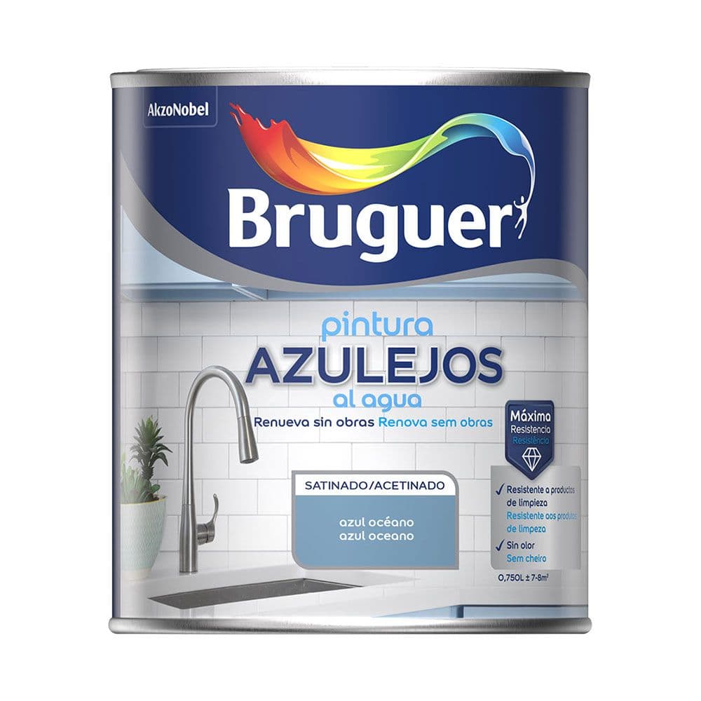 PINTURA AZULEJOS AL AGUA AZUL OCÉANO SATINADO 750 ml
