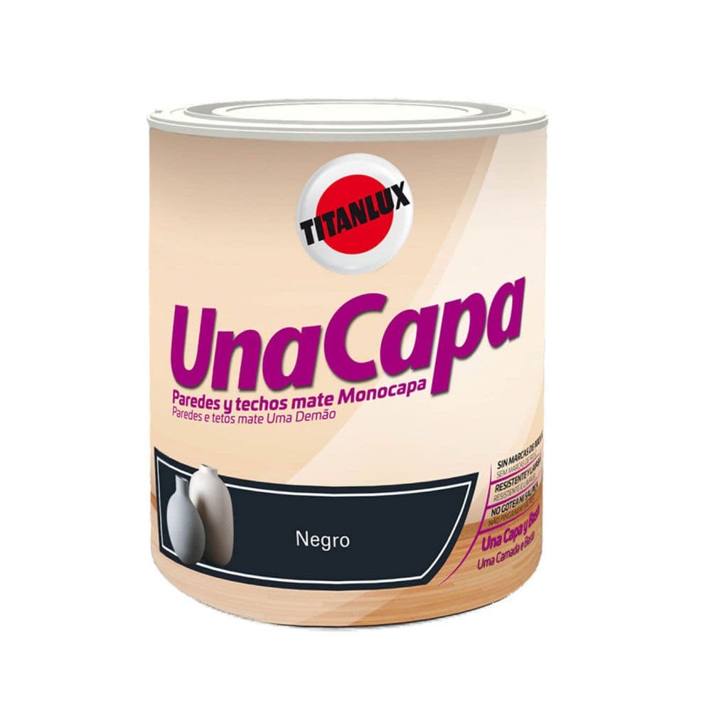 PINTURA PLÁSTICA VINIL-ACRÍLICA INTERIOR LAVABLE UNA CAPA PIEDRA NEGRO 750 ml