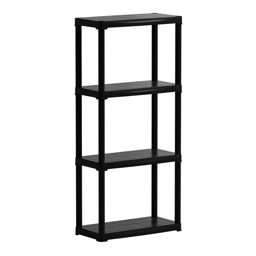 ESTANTERÍA LÍNEA TEMPO CON 4 ESTANTES DE POLIPROPILENO NEGRO, 60 x 30 x 133 cm