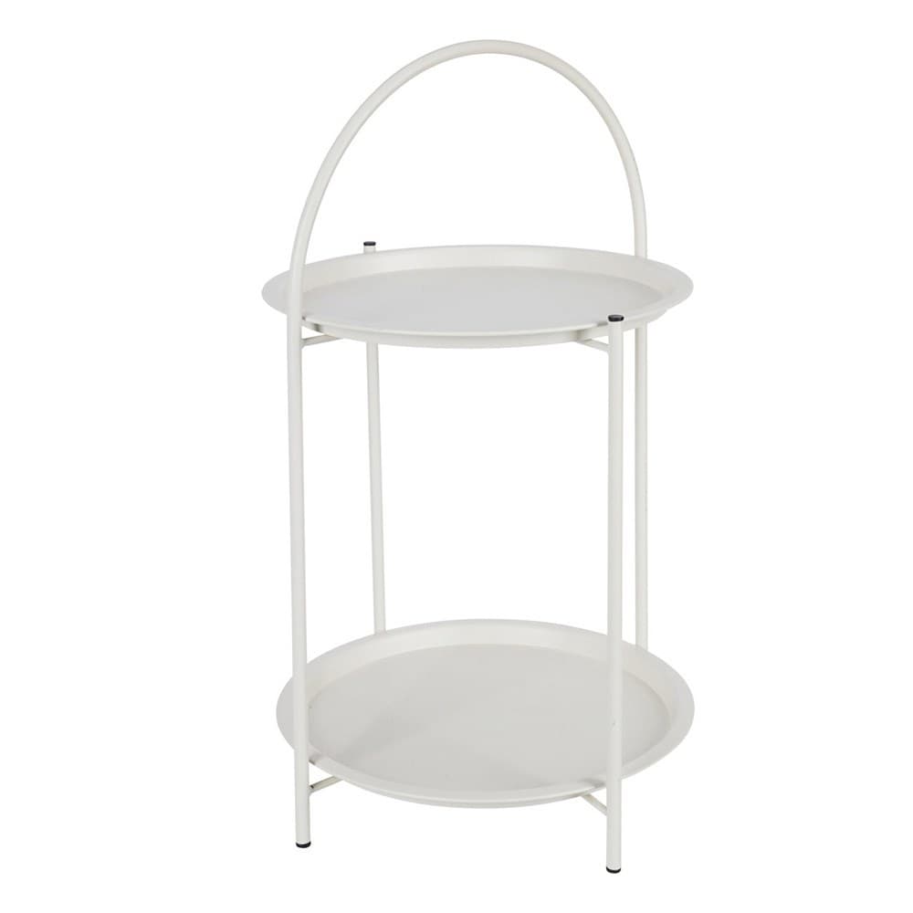MESA AUXILIAR DE METAL BLANCO Ø40 x 66 cm
