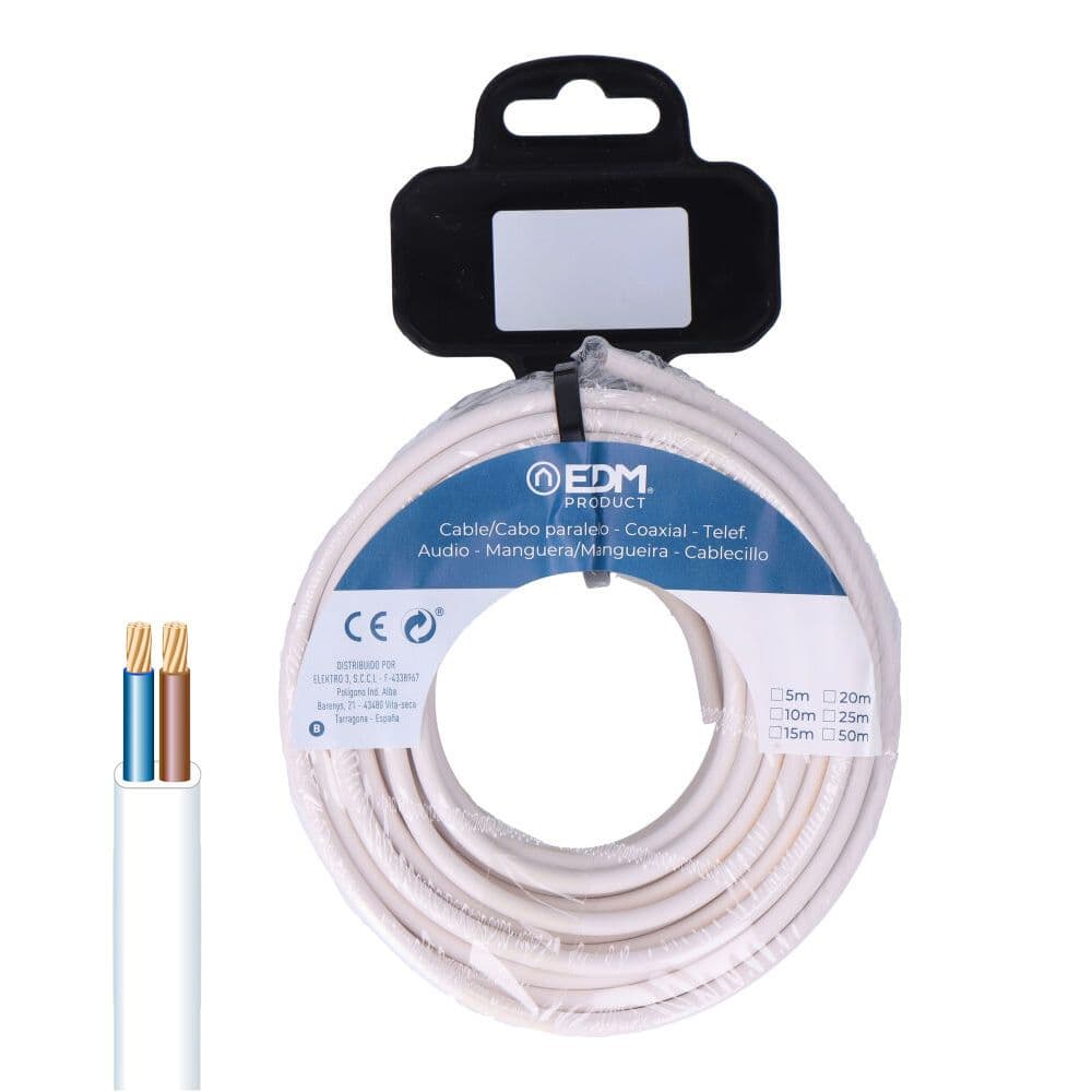 CARRETE MANGUERA PLANA H03VV-F 2 x 0,75 mm² BLANCA, 10 m