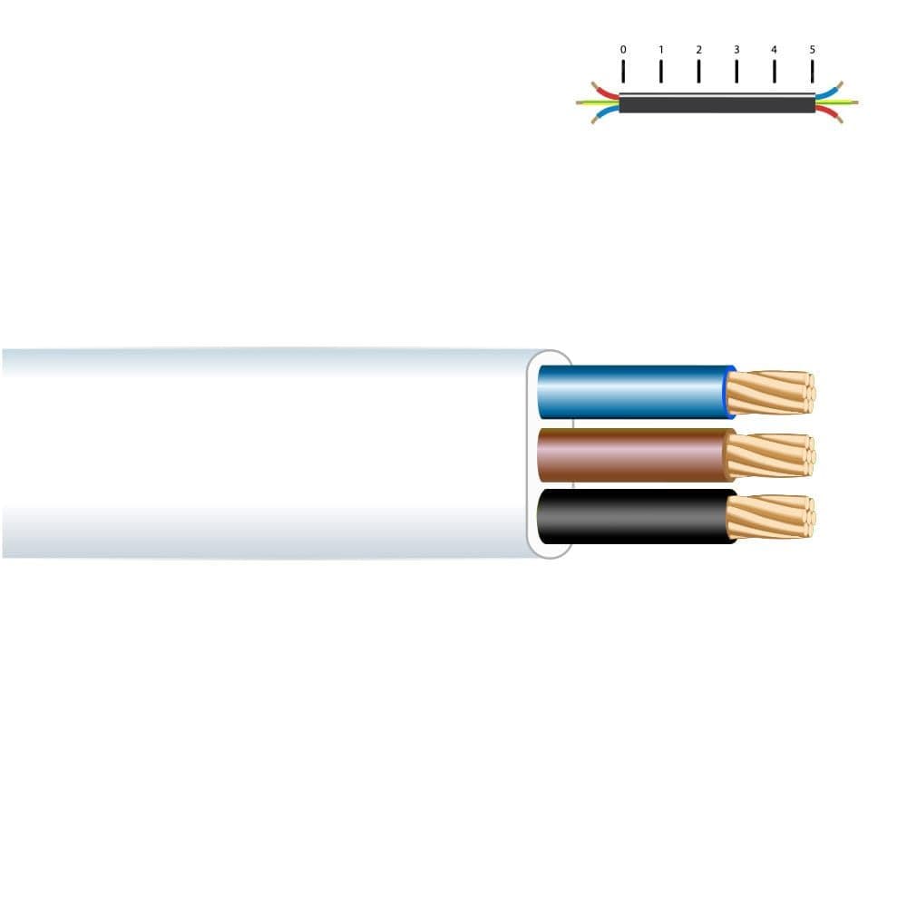 CARRETE MANGUERA PLANA 3 x 1,50 mm² BLANCA, 5 m