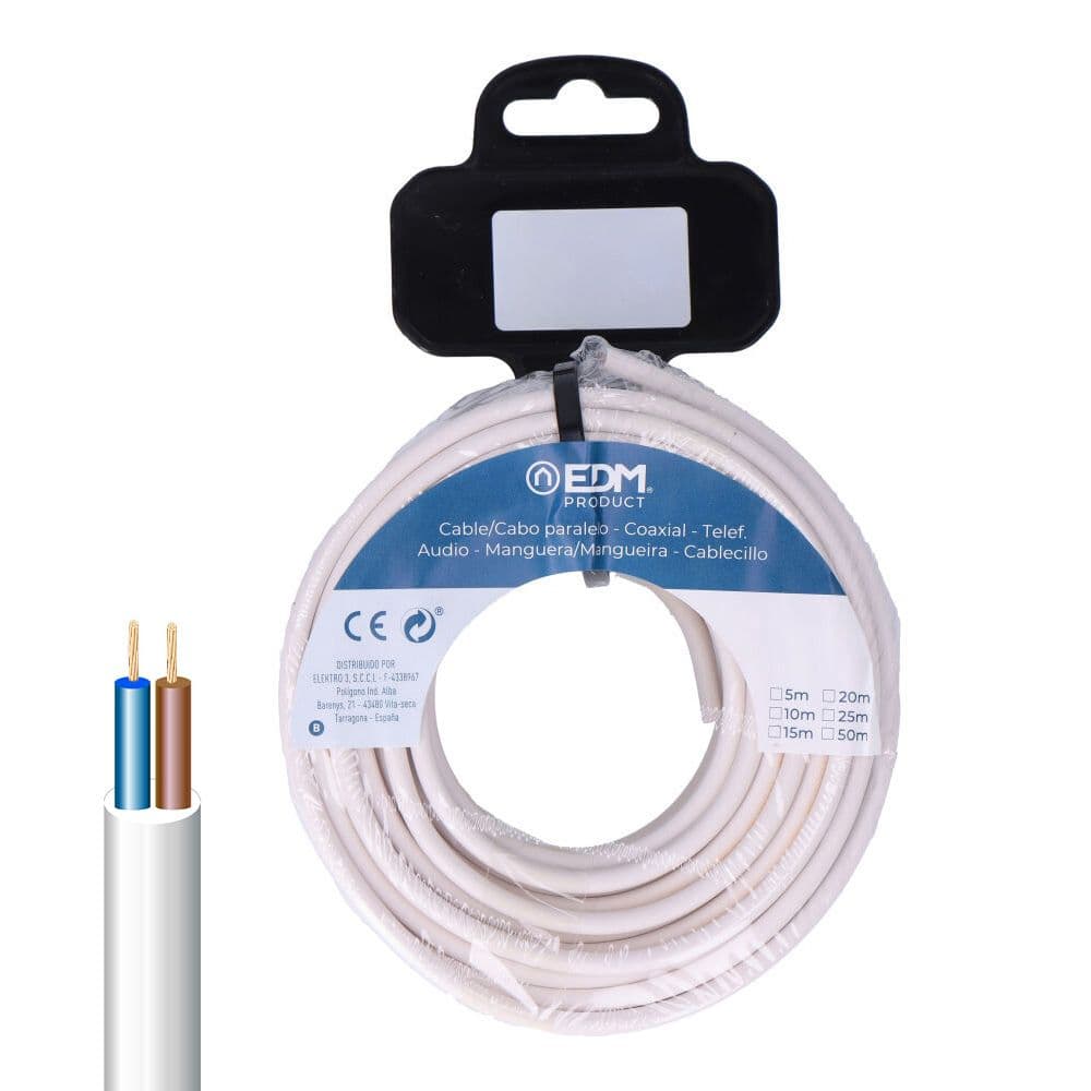 CARRETE MANGUERA TUBULAR H05VV-F 2 x 0,75 mm² BLANCA, 25 m