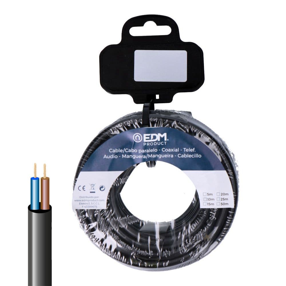 CARRETE MANGUERA TUBULAR VV-K06/1KV 2 x 1,50 mm², NEGRA, 25 m