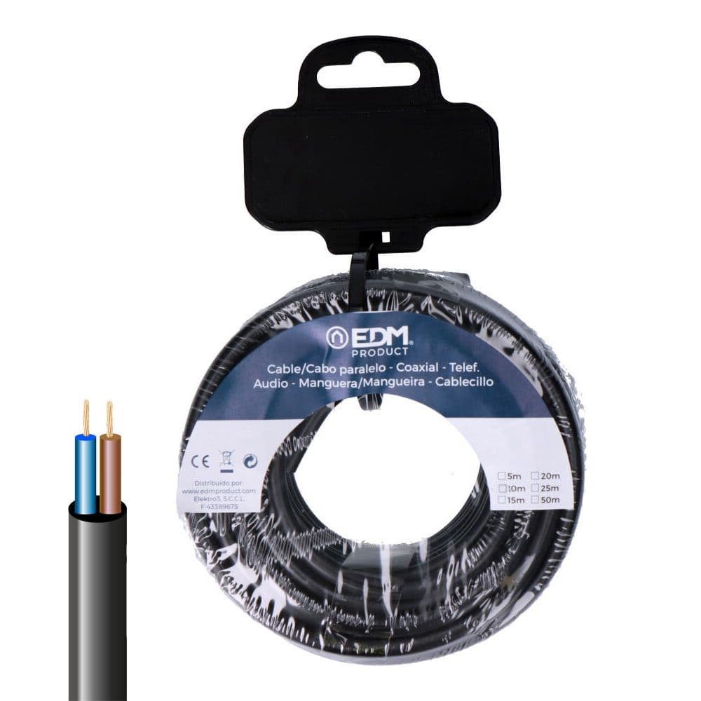 CARRETE MANGUERA TUBULAR VV-K06/1Kv 2 x 2,50 mm² NEGRA, 20 m