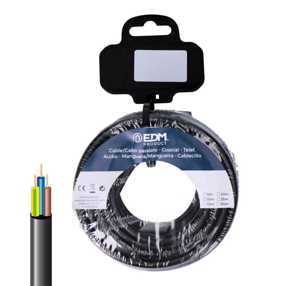 CARRETE MANGUERA TUBULAR VV-K06/1KV 3 G 1,50 mm² NEGRA, 15 m