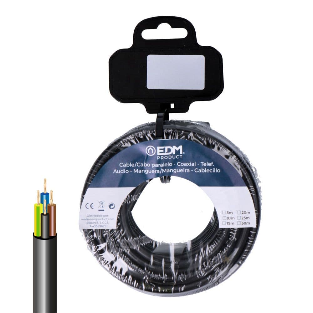 CARRETE MANGUERA TUBULAR VV-K06/1KV 4 G 1,50 mm² NEGRA, 15 m