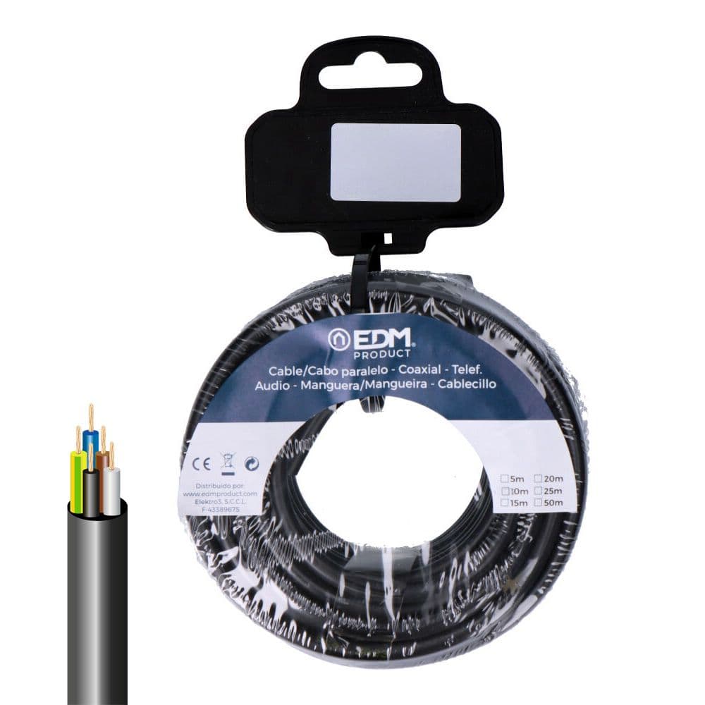 CARRETE MANGUERA TUBULAR VV-K06/1KV 5 G 2,50 mm² NEGRA, 10 m