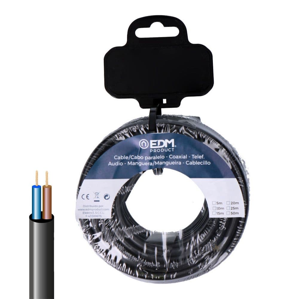 CARRETE MANGUERA TUBULAR H05VV-F 2 x 0,75 mm² NEGRA, 5 m